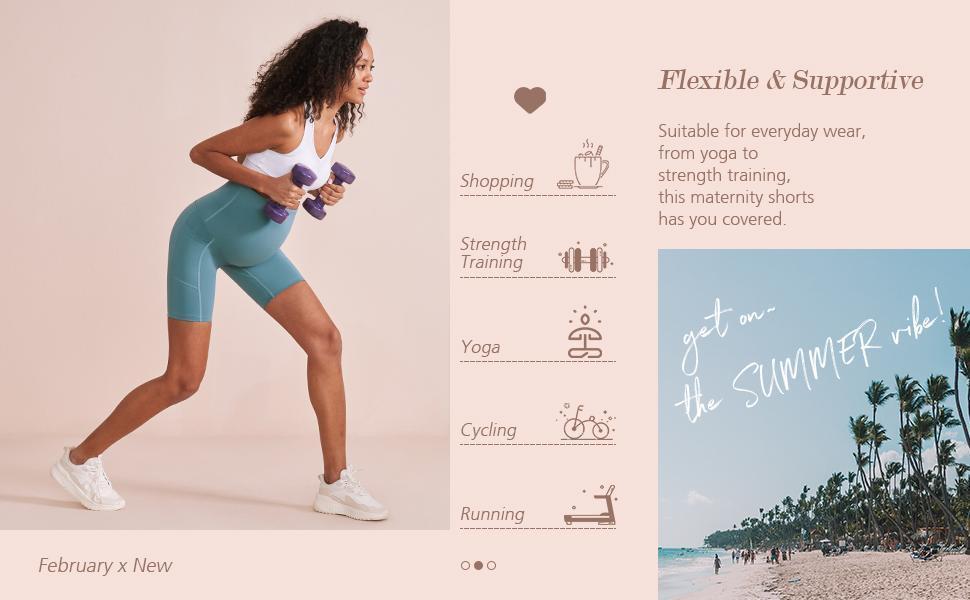 POSHDIVAH 3 Pack Maternity Biker Shorts Over The Belly Summer Comfy Pregnancy Yoga Active Workout Athletic Short Pants 5"/8" summer clothes