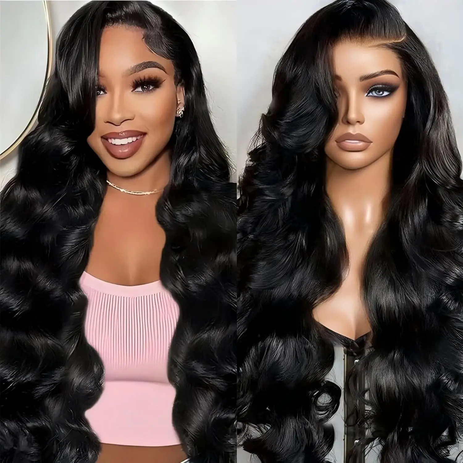 【$68.89= 22inch】Body Wave/Deep Wave/Straight Human Hair 13x4 Lace Frontal Wig Deep wave Lace Front Wigs Unproceeseed Wig Human Hair Wigs for Black Women 150% Density 13X4 HD Transparent Lace Frontal Human Hair  Hair Wigs for Black Women