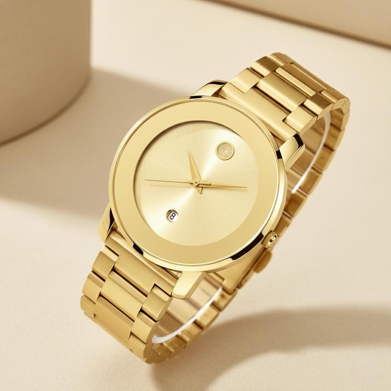 Men's Business Fashion Analog Quartz Watch 41mm Stainless Steel Strap Water Resistant for Party Daily Wear Birthday Christmas Gift with Box