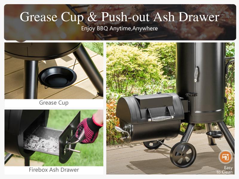 Heavy Duty Smoker, X-Large Charcoal Grill with Offset Smoker, 942 sq.in. Cooking Area, For Outdoor Camping Family & Friends Gathering Barbecue