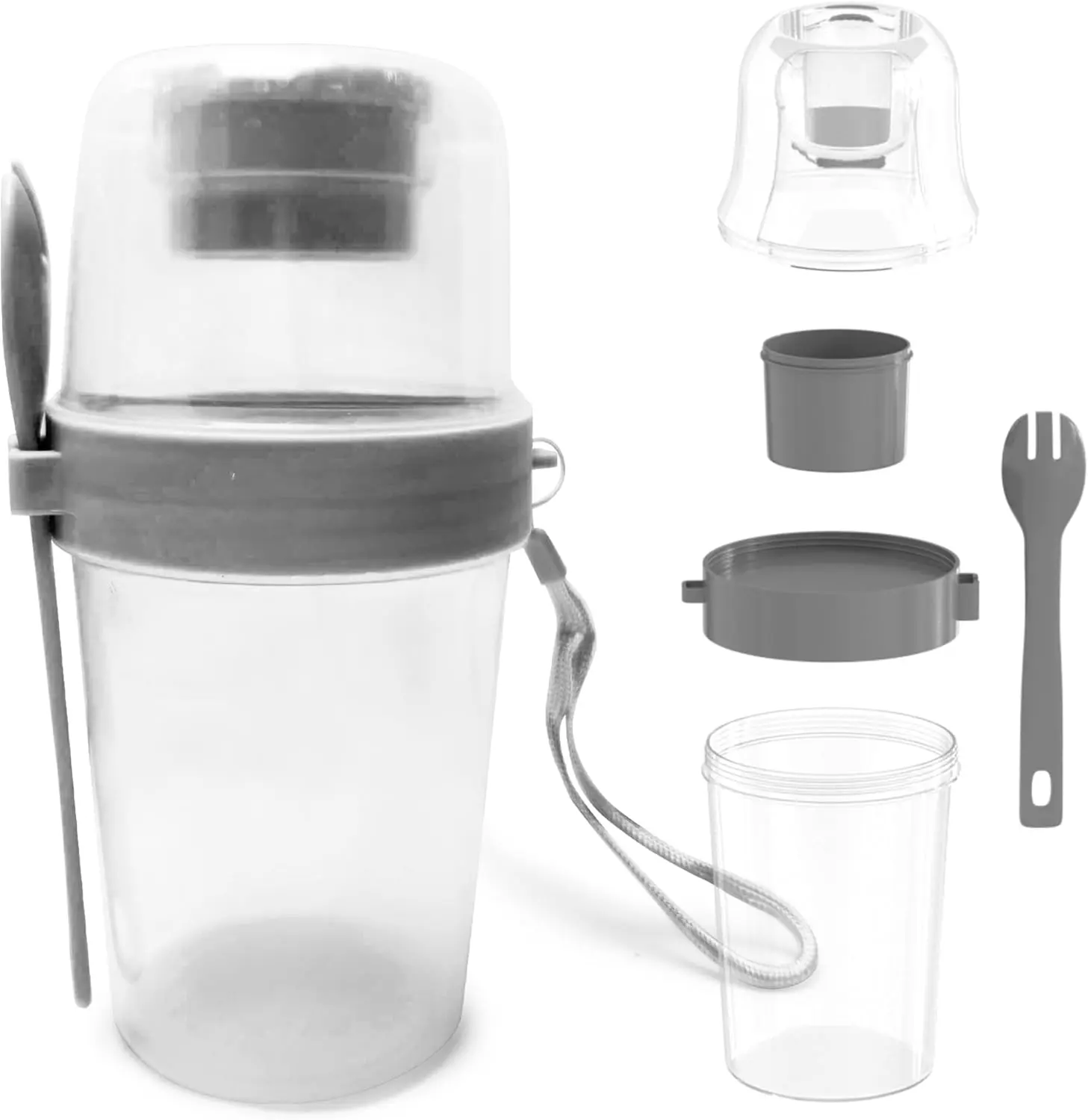 Kitchen Discovery On-the-Go Food Container – Reusable Yogurt & Oatmeal Cups with Lids & Spoon
