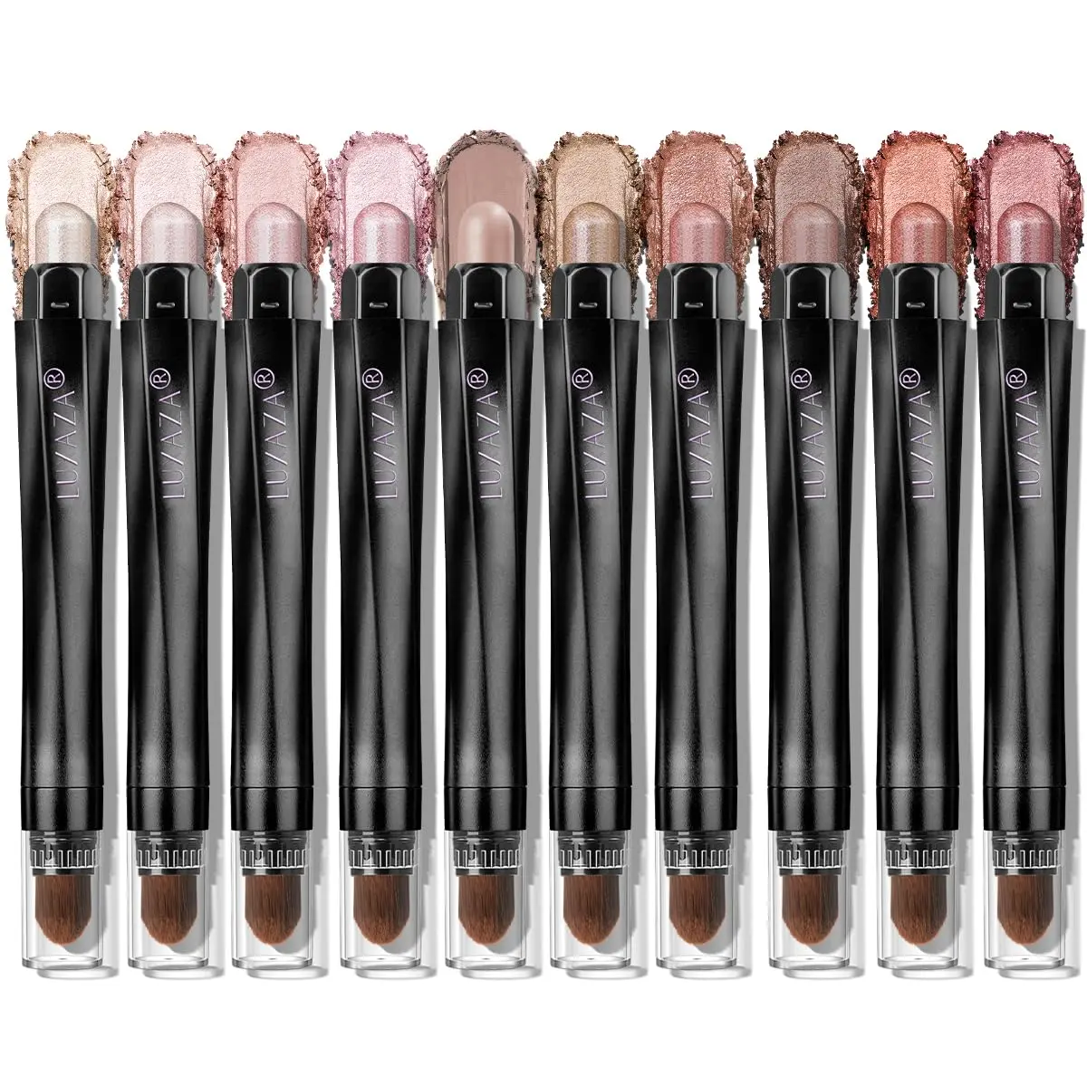 LUXAZA Creamy Eyeshadow Stick, Highly Pigmented Brightener in Neutral Bronze Shimmer, Waterproof, Smudge-Proof & Long-Lasting Cosmetic with Blending Brush,sunscreen,back to school