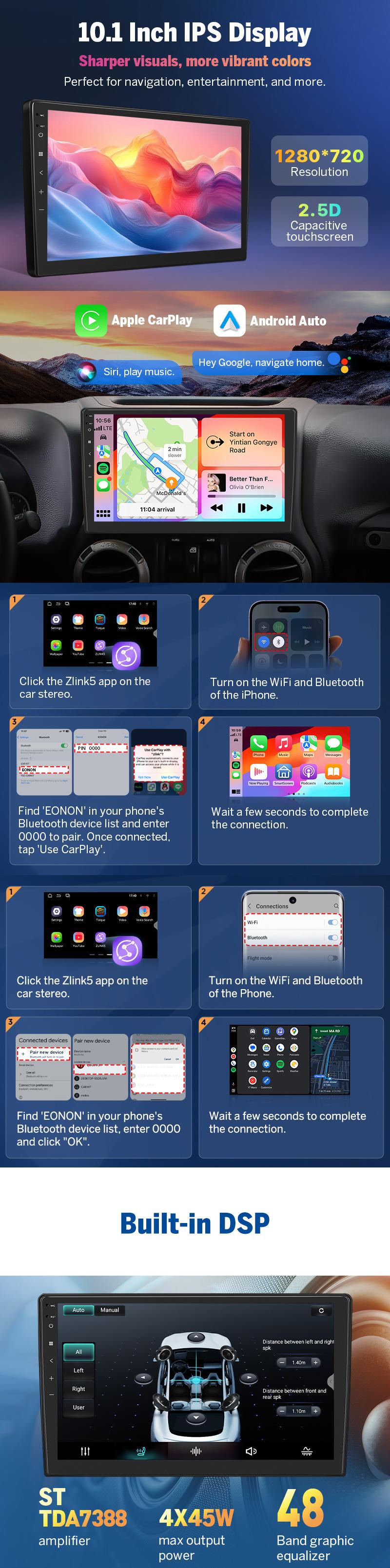 EONON Car Stereo for Dodge Ram 1500 2500 3500 Trucks (2010-2012) Jeep Wrangler Chrysler 300C, Wireless CarPlay & Android Auto Head Unit Touch Screen, 10.1" Android 14 Car Radio, SWC, Bluetooth, GPS Navigation, Backup Camera  - GPX7A