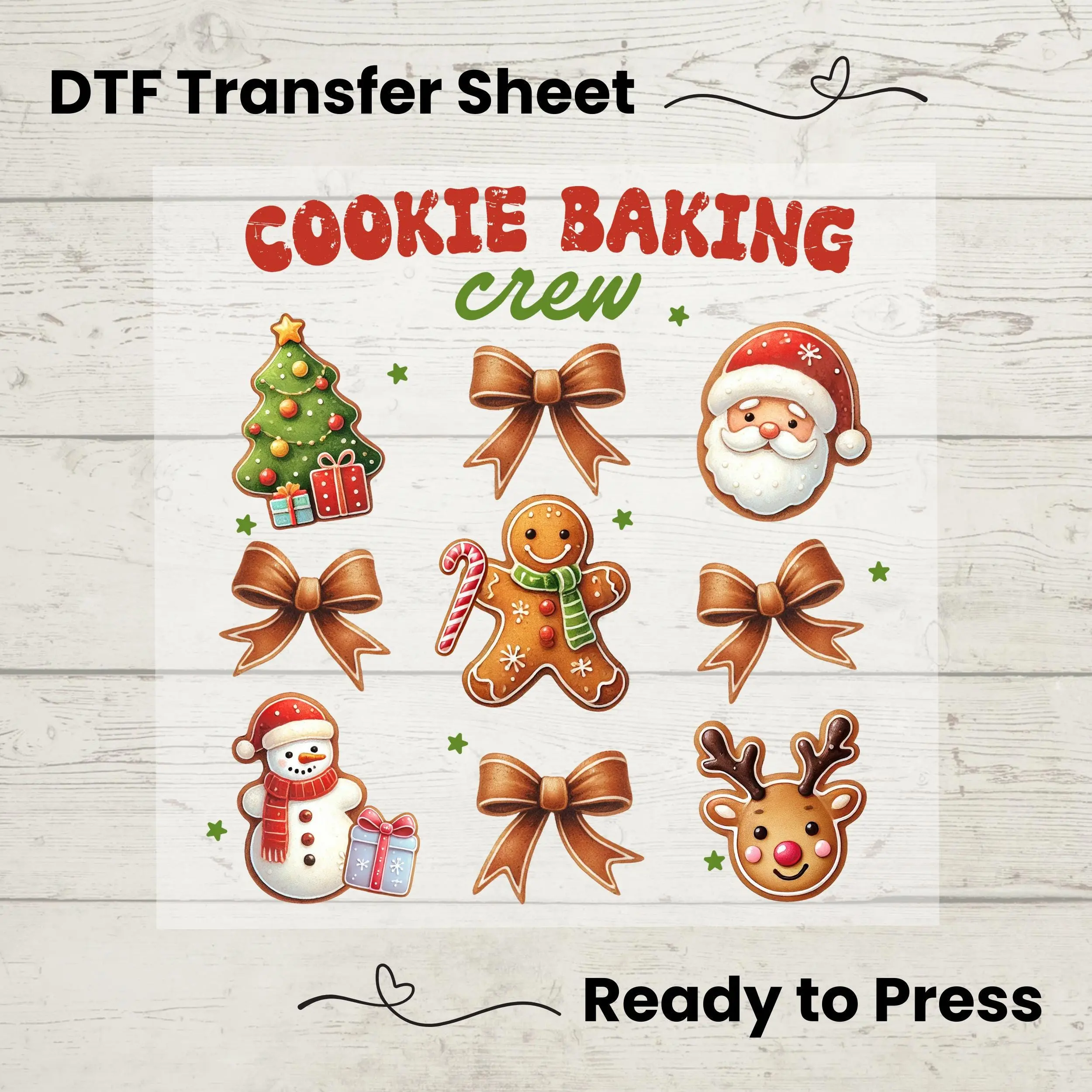 Cookie Baking Crew DTF, Dtf Transfer Sheet, Ready to Press, Custom Dtf, Diy Heat Transfer, Holiday Crafts, Christmas Baking Tee, Baker Gift