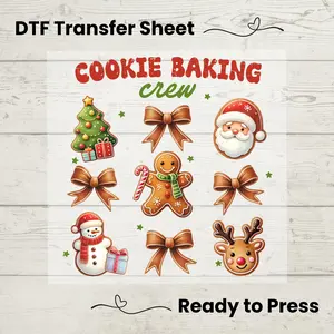 Cookie Baking Crew DTF, Dtf Transfer Sheet, Ready to Press, Custom Dtf, Diy Heat Transfer, Holiday Crafts, Christmas Baking Tee, Baker Gift