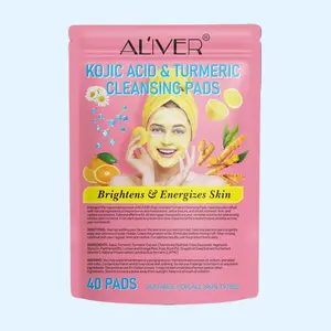 Aliver Kojic Acid & Turmeric Cleansing Pads, 40 Pads | Gentle Brightening & Daily Skin Cleansing for Face & Body
