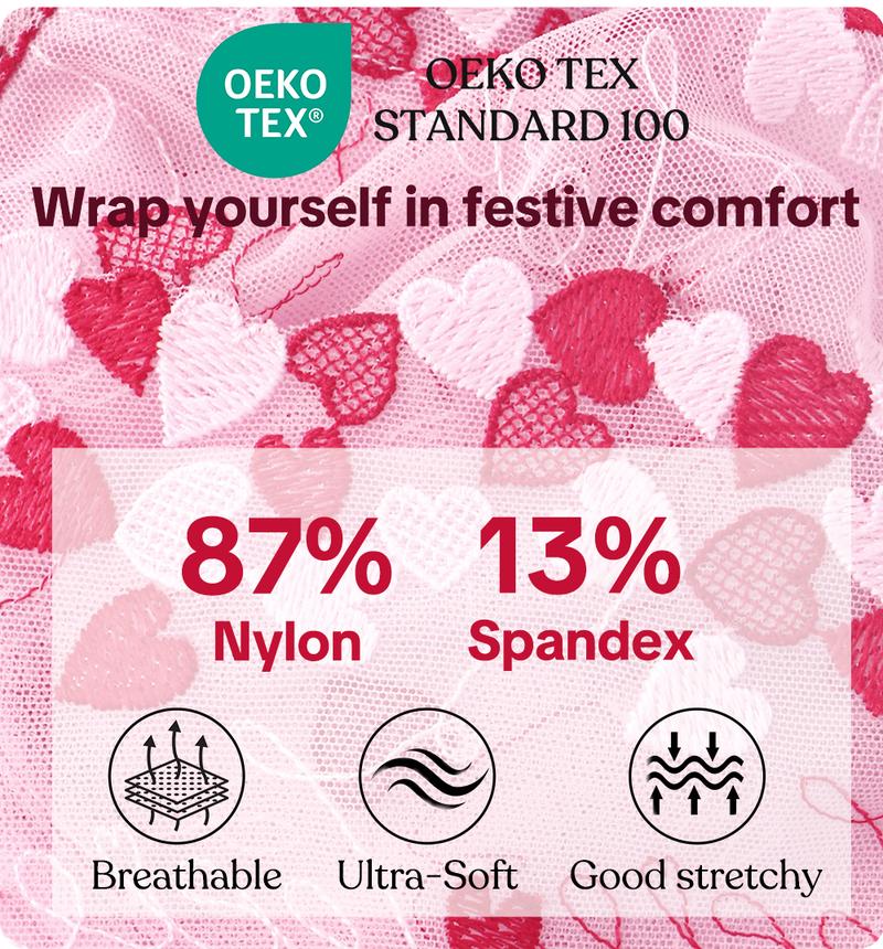 HSIA Renna Valentine's Day Embroidery Sheer Mesh Lightweight Lift Underwire Bra Comfort Fit