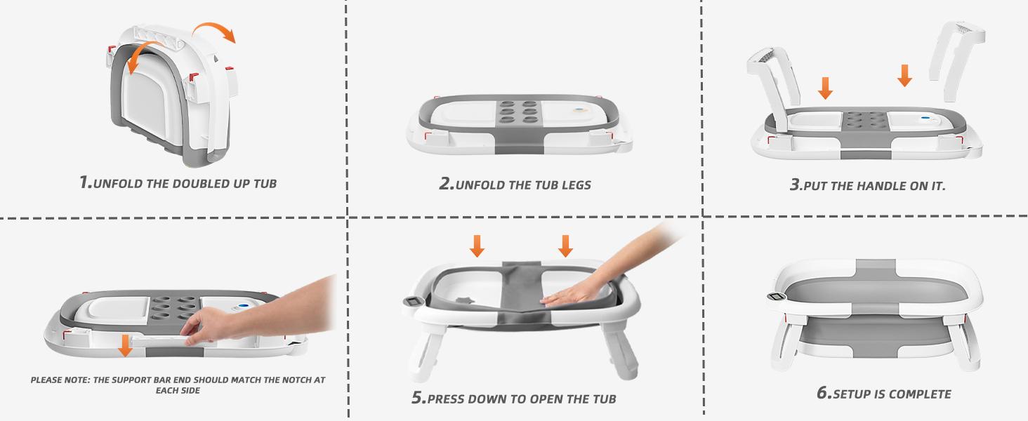 Collapsible Baby Bathtub with Real-time Temp Monitor + Floating Cushion, Foldable Baby Bath Tub Set - Perfect Portable Travel Baby Tub Cute Care