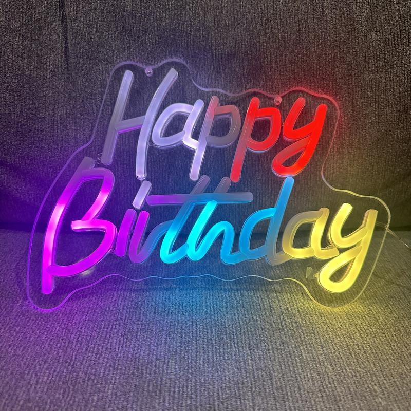 Happy Birthday LED Neon Sign | RGB Colorful Party Wall Light for Bedroom, Party & Kids Room