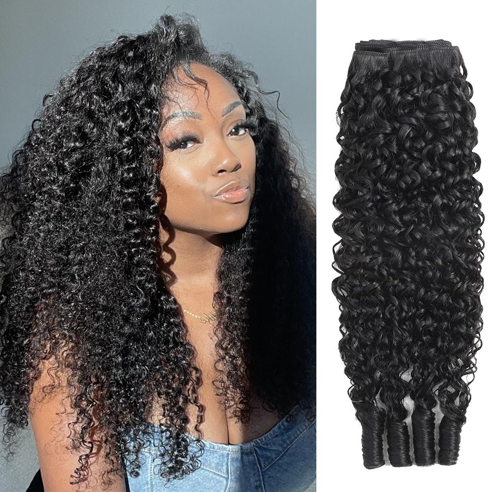 YWIGS Burmese Curly Bundles Human Hair 100% Unprocessed Virgin Hair Weft Bundles Human Hair Extensions Raw Burmese Curly Natual Black Human Hair Bundles for Black Queen 100 grams per bundle
