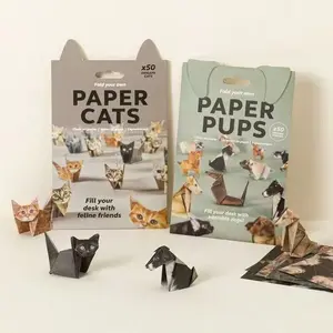Cute cat and dog origami，50 pcs paper cats,paper pups,DIY crafts,Exercise fingers and thinking,Christmas gifts