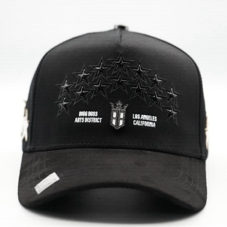 Big Boss District Hat Unisex Black Baseball Cap with Star Design and ARTS DISTRICT Logo Unique Stand Out Style
