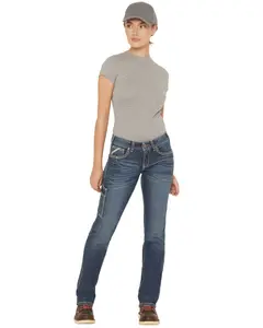 Ariat Women's Rebar Mid Rise Durastretch Nightride Riveter Work Straight Jeans - 10032464