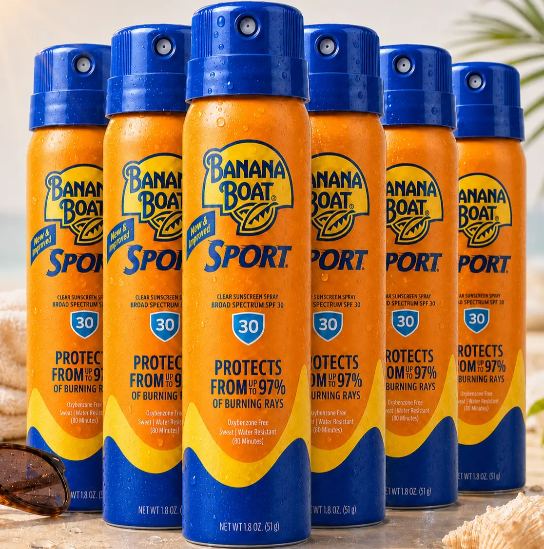 Banana Boat Sport Ultra Clear Sunscreen Spray Value Bundle (1.8oz/53ml) - SPF 30 UVA/UVB Water & Sweat Resistant Broad Spectrum Travel Size Body Sunscreen