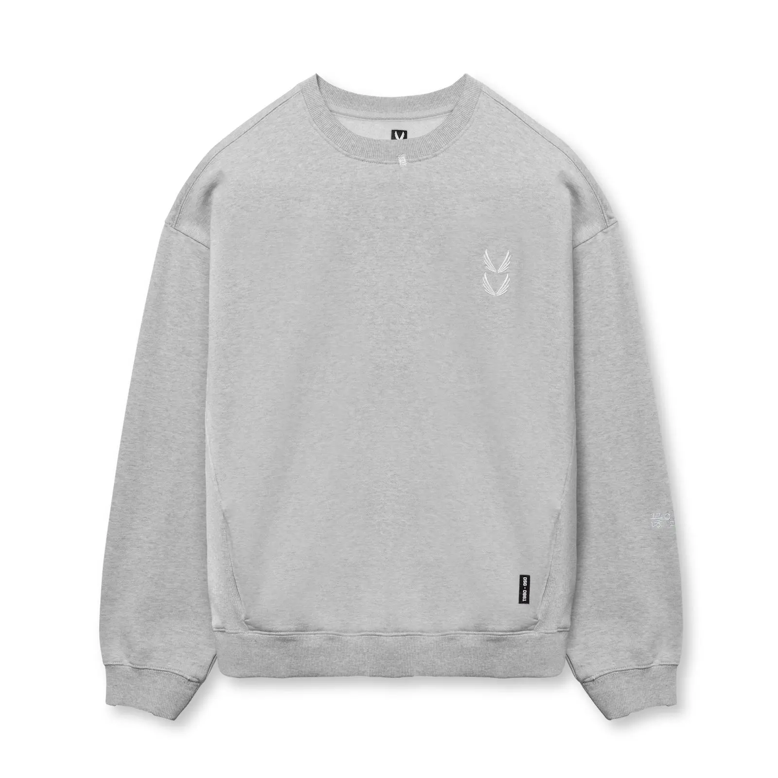 Men's Vintage Crewneck Sweatshirt in Heather Grey - Distressed Stone-Washed Fleece with Embroidered Details & Ribbed Pockets, Tops, Sweatshirts, Menswear, Soft, Casual, Pullover, Round Neck