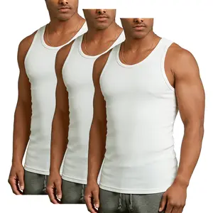Men's A-Shirts 3/1 Pack 100% Cotton Tank Top Summer Breathable Vests Casual Gym Sport Undershirt Menswear