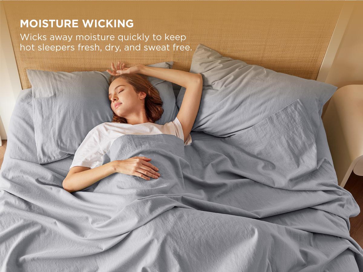 Bedsure Linen Sheets- Bed Blend from Linen Cotton, Breathable Cotton Bedsheets, 4 Pieces , Gifts for All Season