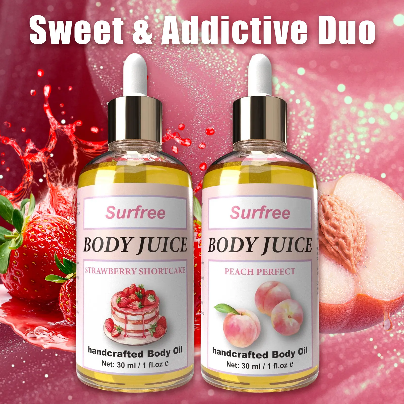Surfree Winter Glow Set Cozy Cake Aroma Vegan Moisturizing Cosmetic Oil 30ml Fruity-Floral Scented Share with a Friend