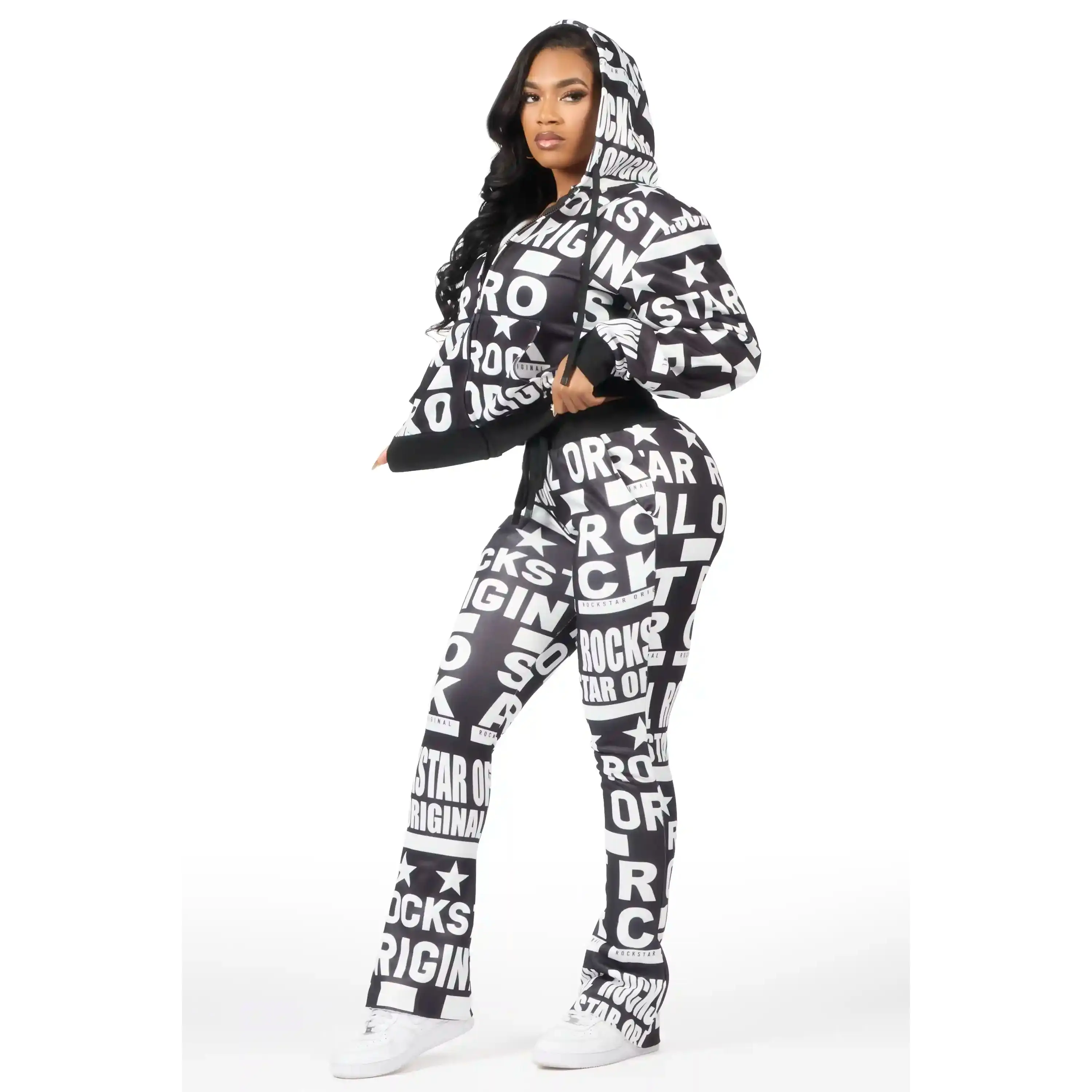Rikelle Black Printed Track Set