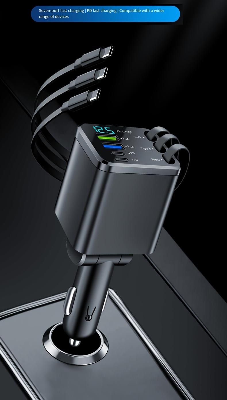 Best-Selling 8-in-1 Car Charger with Retractable Cables, Smart LED Display & 180° Rotation, PD Fast Charging for iPhone, Type-C & Android Devices Multi-Port USB Hub Compact Plug & Play Design Voltage Monitor Perfect for Travel, Daily Driving & Road Trips Best-Selling 8-in-1 Car Charger with Retractable Cables, Smart LED Display & 180° Rotation, PD Fast Charging for iPhone, Type-C & Android Devices Multi-Port USB Hub Compact Plug & Play Design Voltage Monitor Perfect for Travel, Daily Driving & Road Trips