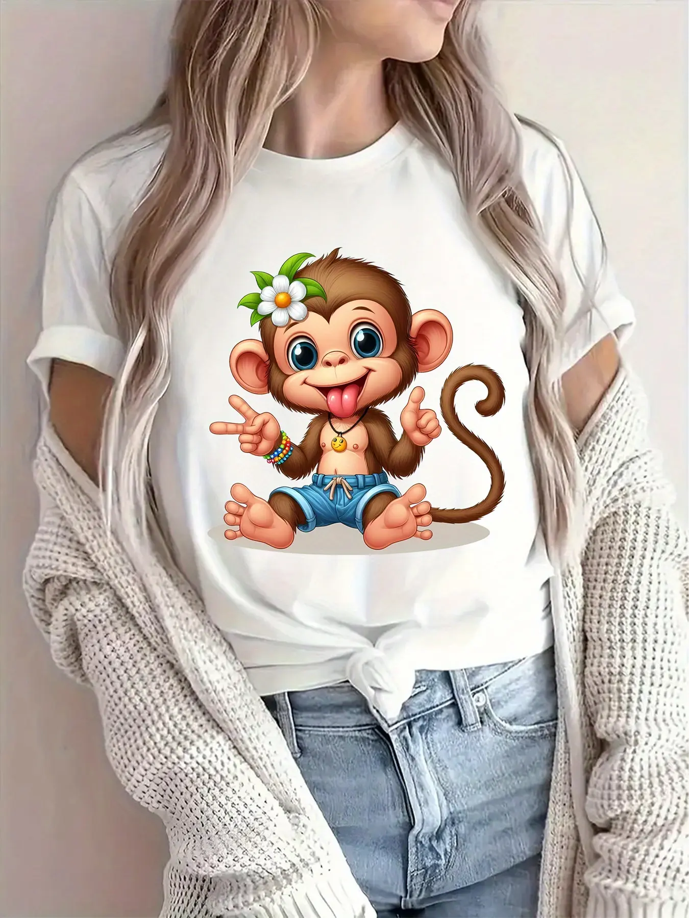 A Stylish Monkey That Loves Beauty And Dressing Up, Summer Women'S Clothing, Vintage And Cute Outfits, Holiday Gifts, Sportswear, Affordable And Adorable Women'S Apparel, New Casual Sports T-Shirts for Women
