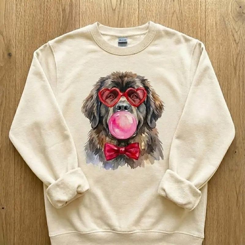 Custom Dog Breed Crewneck 333 - Heart Glasses _ Bubblegum Design - Perfect Valentine Gift For Dog Love