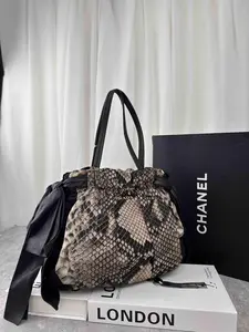 Pre-owned PRADA As Shown Shoulder Bags tote bag, python handbag with gold logo MR04032026A268