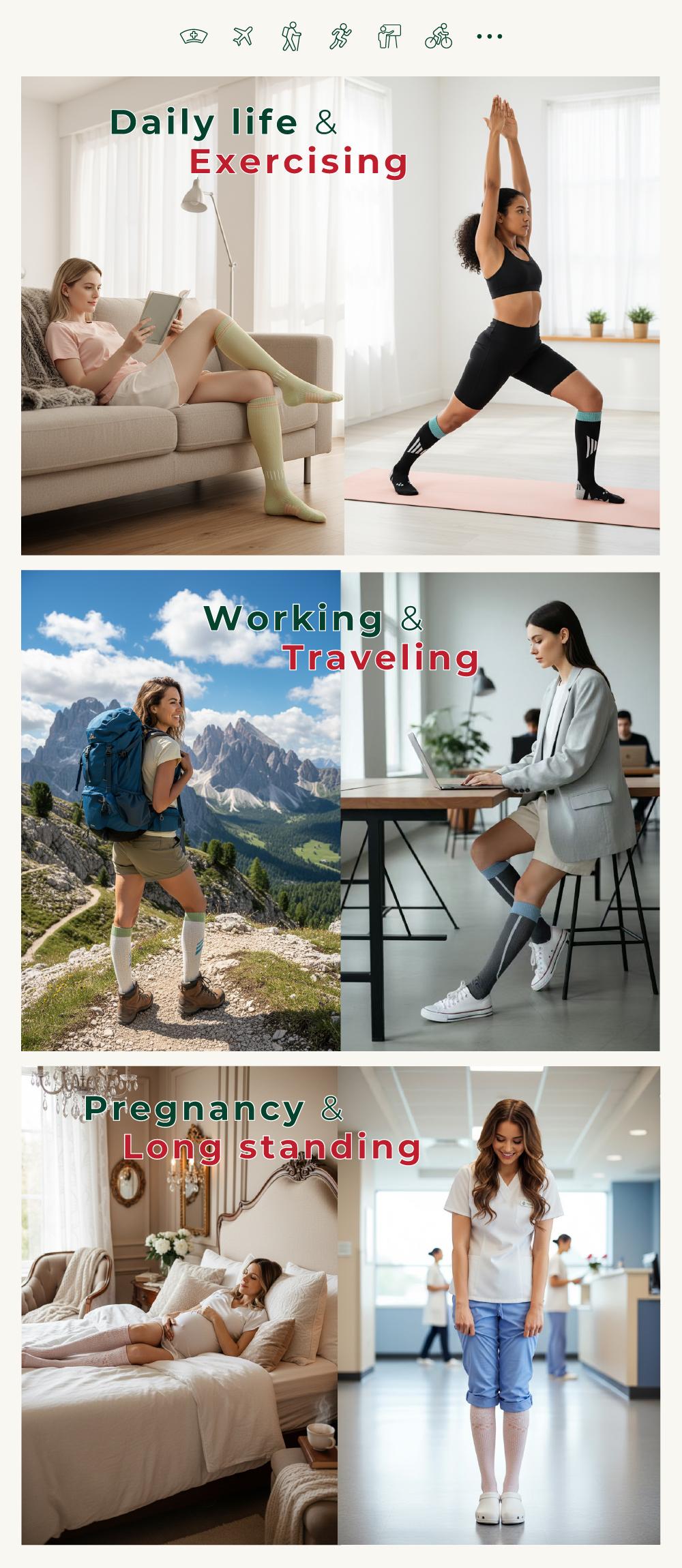 Tinylemon 2 Pairs Cotton Compression Socks for Women & Men  Knee High Support for Nurses, Travel, Pregnant