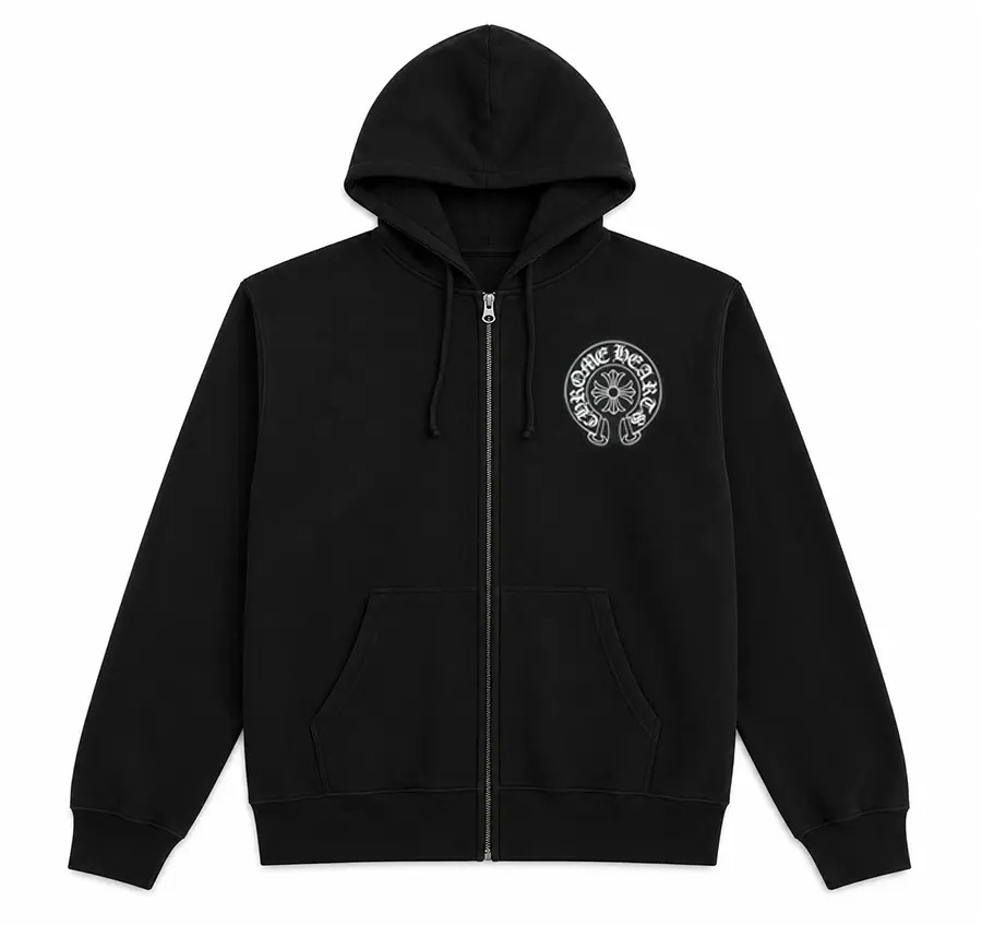 Chrome Hearts Horseshoe Floral Cross Zip Hoodie