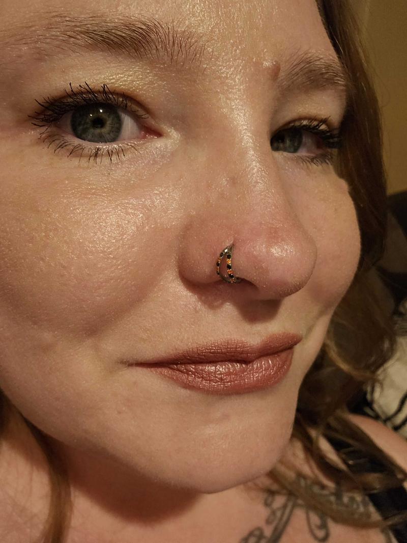 Oufer 20G AAA+ Grade CZ Hinged Double Row Nostril Piercing Nose Ear Hoop Ring 316L Stainless Steel 5mm-12mm Inner Diameter Cubic Zirconia Jewelry