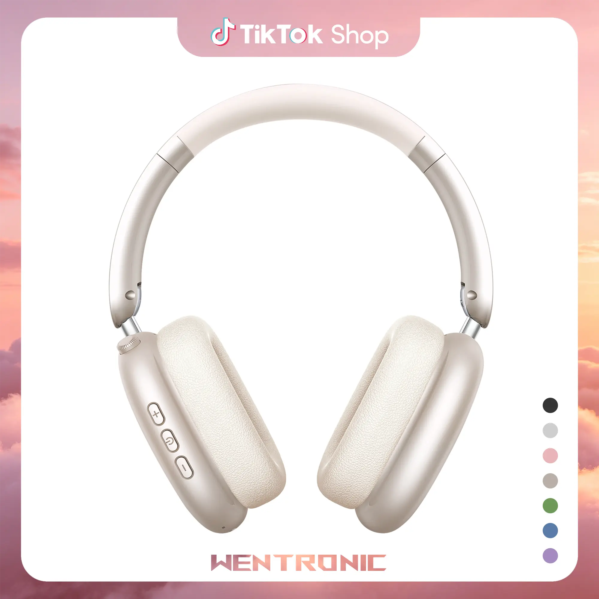 WENTRONIC Y01 Over-Ear Wireless Headphone - Hybrid ANC, Foldable Design, 3.5mm Jack, Memory Function, 48H Playtime, Hi-Res Audio, Memory Foam Earpads, Built-in Mic, iOS/Android Compatible, Bluetooth Headset, Wireless Charging Support, Device, Wireless Hea