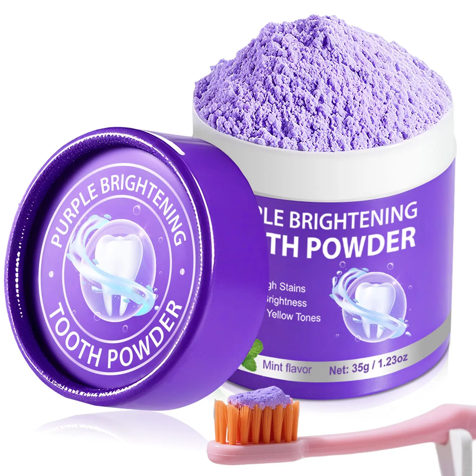 Sefudun Whitening Tooth Powder 35g, Neutralizes Stains, Brightens Teeth, Fresh Breath, Promotes Oral Health, Safe for Enamel