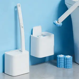 Disposable Toilet Brush, Toilet Bowl Wand Holder Set with 12PCS Cleaner Refills, Bathroom Cleaning System for Sink Bathtub Drain Wash Basin Urinal，Wall-Mount Scrubbing Toilet Brush Bathroom Cleaning Kit