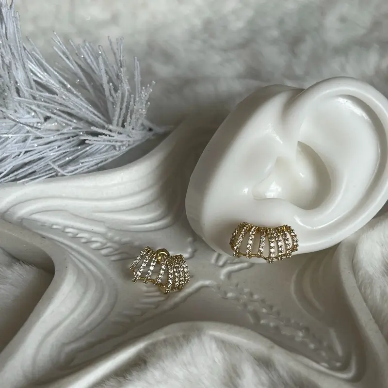 Iced out Ear crawler style earrings