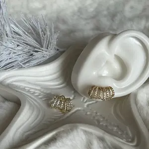 Iced out Ear crawler style earrings
