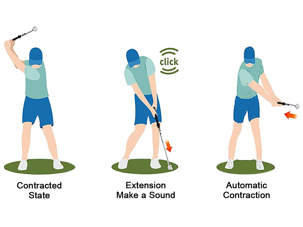 Arttodo Telescopic club, Retractable Golf Swing Training Aid, Click Sound Stick Trainer,  Golf Warm Up, Grip, Strength, Tempo Training Aids, Golf Gift