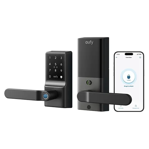 eufy Smart Lock C33, Keyless Fingerprint Door Lock with Handle, Integrated Wi-Fi, Remote Control via App, Biometric Entry Knob, Auto-Locking, IP53 Waterproof (2025 New Version)