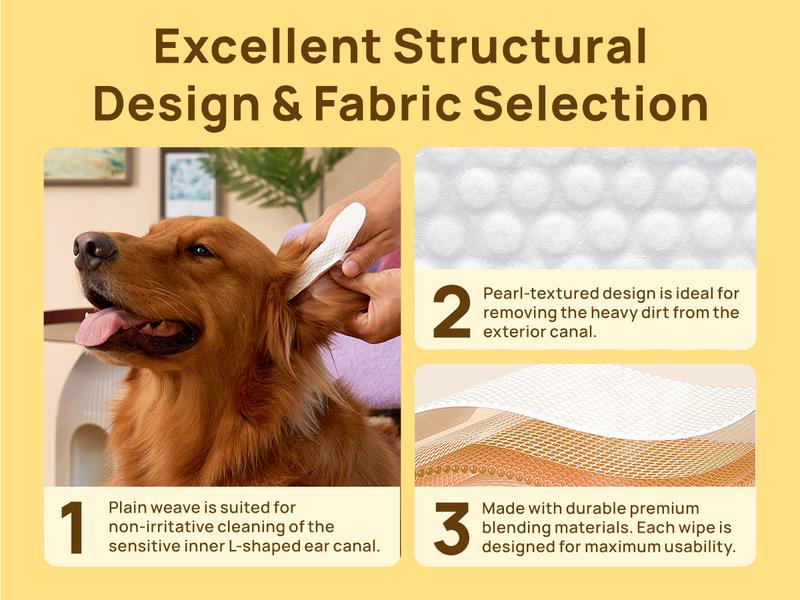 【February Faves】HICC PET Ear Finger Wipes Gentle Daily Cleaner with Coconut Oil Natural Wipes  – Anti-Itch & Odor Control – Safe for Puppies, Dogs & Cats – 50ct 100 & 200 Pad#petlife Poodle