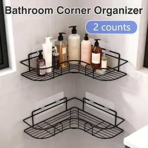 2 Counts Bathroom Corner Organizer, Hollow Drain Design for Easy Cleaning and Ventilation
