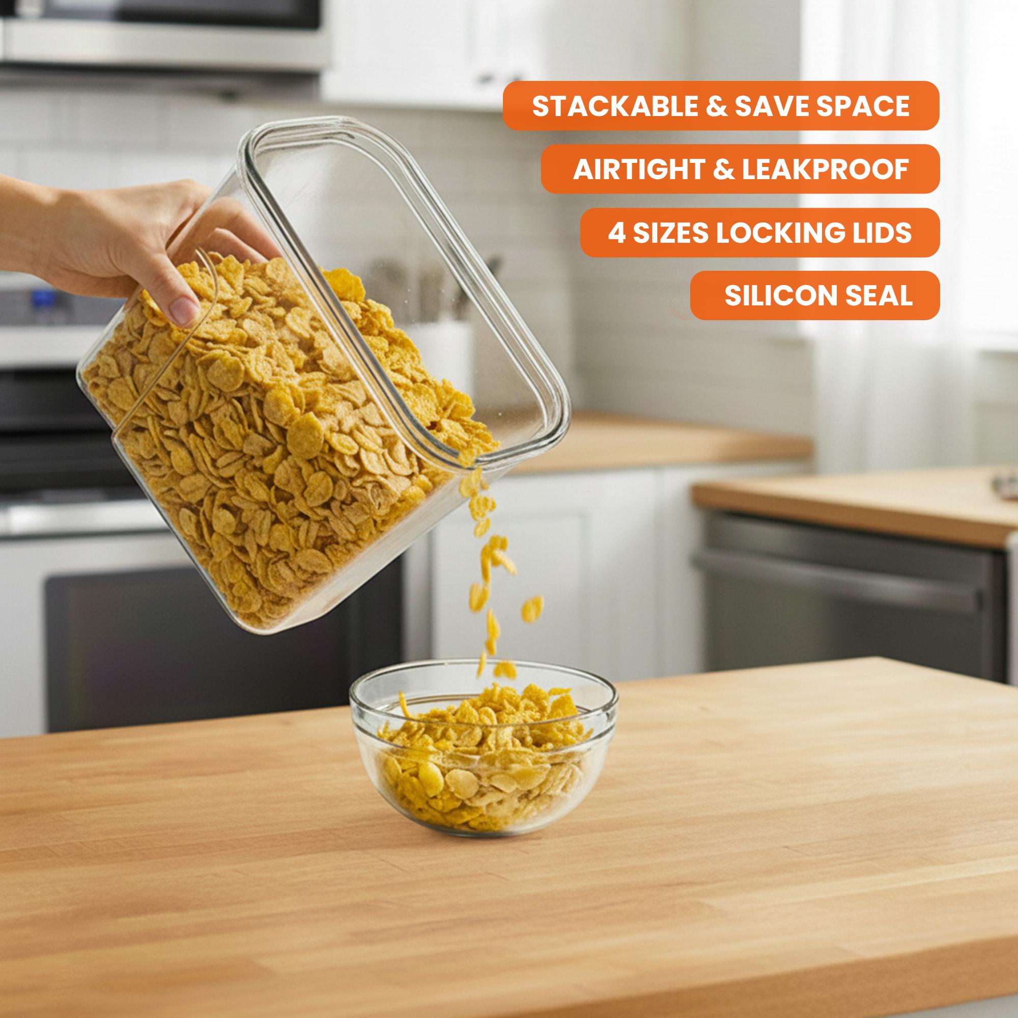 Kichly Airtight Food Storage Containers Set with Lids 24 Pack BPA-Free Plastic Pantry Organizers for Cereal Flour Sugar & Dry Food Clear Reusable