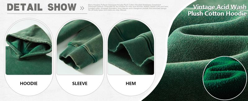 Gihuo Unisex Oversized Hoodie Acid Wash Pullover Vintage Cotton Heavyweight Sweatshirt Fleece Hoodie Men's Streetwear Women's Tops Spring Outdoor Warm Polyester Sports Autumn Clothing Men's Gift Full Hoodie Unisex Long Sleeve