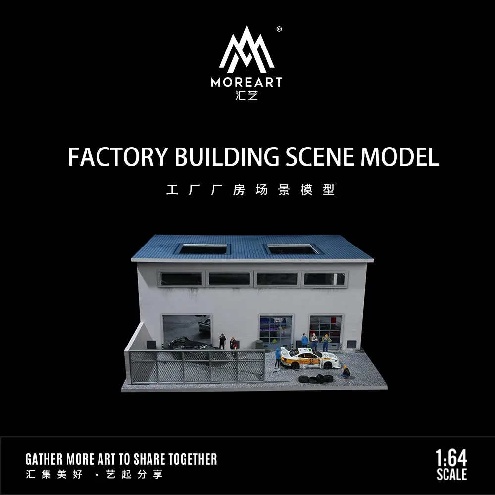 1/64 Scale Diorama Car Garage Set with LED Lighting, City Street View, Factory Look Construction Design, PVC+ABS Material, Car Parking Lot Display, Ages 12+, Requires AA Batteries, Collectible Gift Toy for Model Vehicle Enthusiasts, Construction Model, Br
