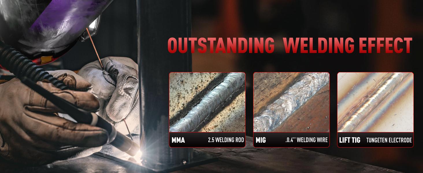 ANDELI 135Amp MIG Welder 110V/220V Dual Voltage Flux MIG/Lift TIG/Stick 3-in 1 Gasless Welder Flux Core Welder Portable Welding Machine Large LED Digtal Display IGBT Inverter with Welding Torch and Welding Wire