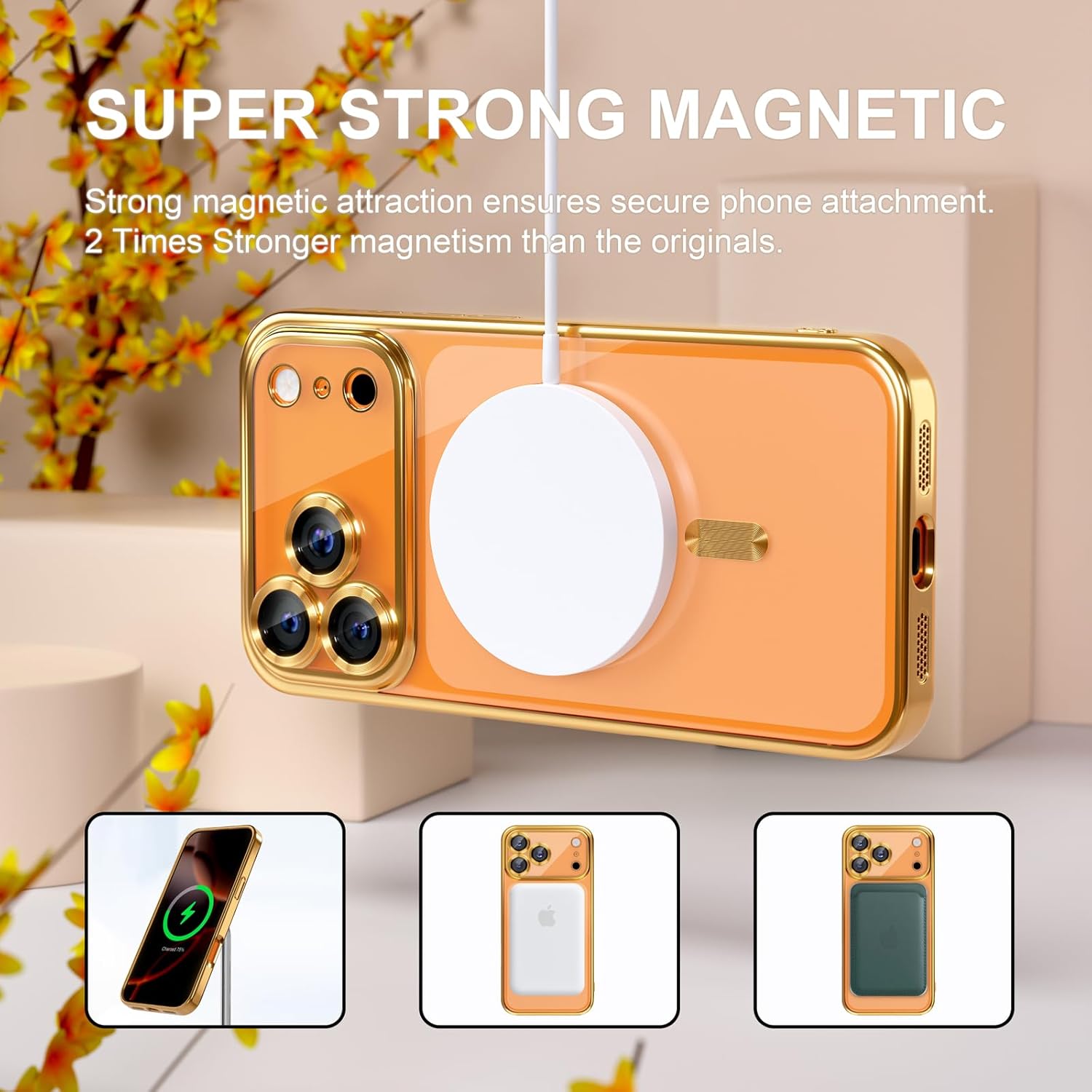 For iPhone 17 Pro Max 16 15 Plus/Pro [Compatible with MagSafe] Shockproof Camera Lens Protectors Electroplate Edge Soft TPU Protective Phone Cover Durable Wireless Magnetic