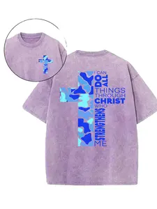 Cross, Religious Belief, God, Christianity, 230G Cotton Batik High-Quality Double-Sided Printed T-Shirt with Round Neck And Short Sleeves, Outdoor Spo