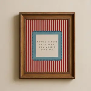 [UNFRAMED POSTER] You'll Always Know Dear How Much I Love You Nursery Wall Art, Red Striped Nursery Print, Cottagecore Playroom Decor, Printable Wall Art