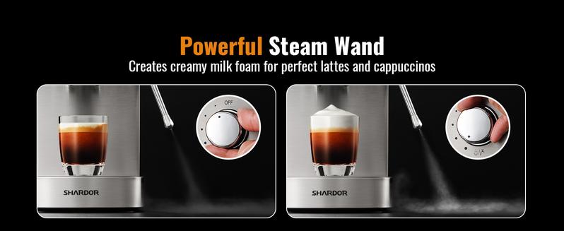 Professional Espresso Machine 20 Bar with Milk Frother Steam Wand and Touchscreen, Compact Stainless Steel Coffee Machine with Adjustable Temperature Coffee Making Machine