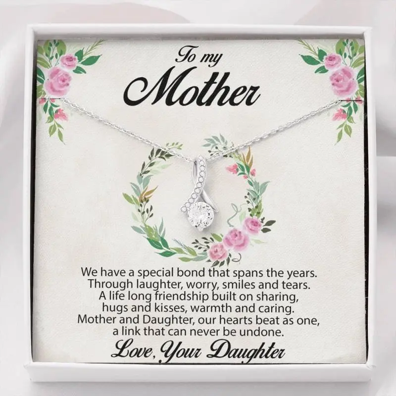 Gift for Mother Alluring Beauty CZ Pendant Necklace Message Card from Daughter, Perfect for Birthday, Christmas, Graduation, Elegant & Trendy Necklaces for Every Occasion - Perfect for Gifts, Daily Wear, or Special Events | Shop Now!