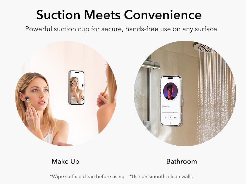 ESR MagSafe Suction Mount - Silicone Phone Grip for iPhone 17/16/15/14/13/12, Android, S25, TikTok, Video & Selfies, Hands-Free Mirror Phone Holder