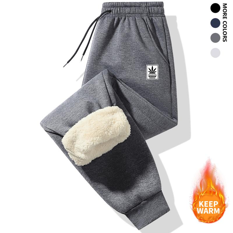 Men'S Casual Plush Sweatpants with Adjustable Drawstring Waist & Zippered Pockets - Comfortable Cold-Resistant Thickened Men'S Pants Warm Sweatpants Sports Leggings Warm Casual Sports Pants